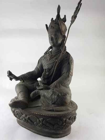 Copper Statue Of Guru Padmasambhava [black Antique Finishing]