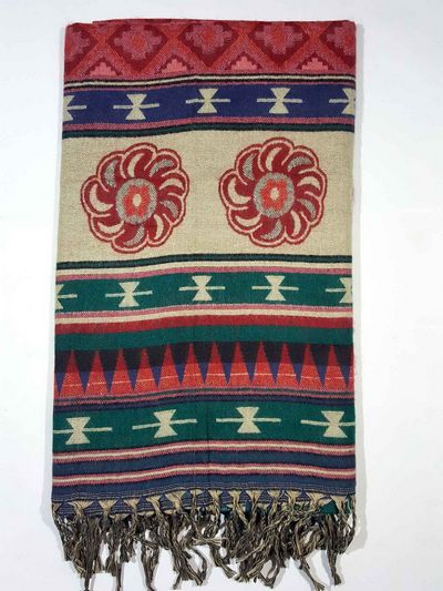 Dhaka Shawl, Multicolor Durable Acrylic Shawl With Various Patterns