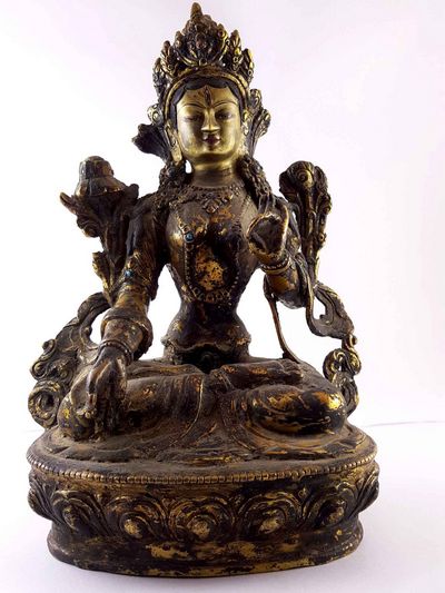 State Of White Tara [full Gold Plated], [painted Face], [antique Finishing]