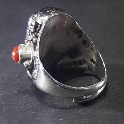 Handmade Silver Ring With Three Real Coral Setting