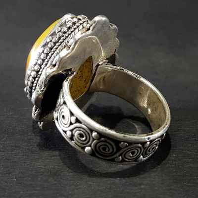 Tibettan Amber Handmade Silver Ring