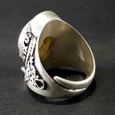 Tibettan Amber Handmade Silver Ring