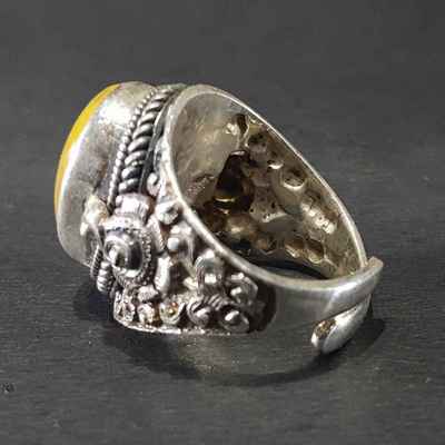 Tibettan Amber Handmade Silver Ring