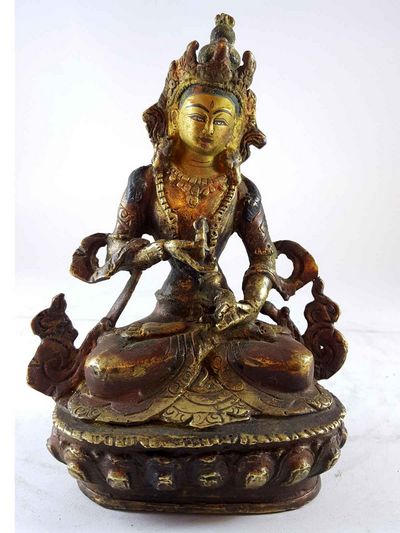 Handmade Statue Of Vajrasattva [partly Gold Plated], [painted Face], [antique Finishing]