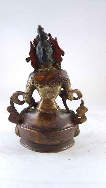 Handmade Statue Of Vajrasattva [partly Gold Plated], [painted Face], [antique Finishing]