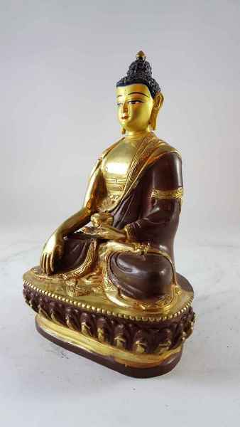 [best Price], Statue Of Shakyamuni Buddha [partly Gold Plated], [painted Face], For A Gift, Altars And Buddhist Ritual