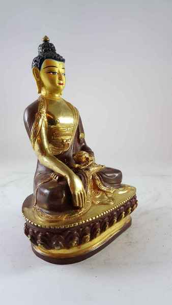 [best Price], Statue Of Shakyamuni Buddha [partly Gold Plated], [painted Face], For A Gift, Altars And Buddhist Ritual