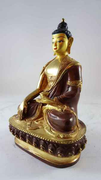 [best Price], Statue Of Shakyamuni Buddha [partly Gold Plated], [painted Face], For A Gift, Altars And Buddhist Ritual