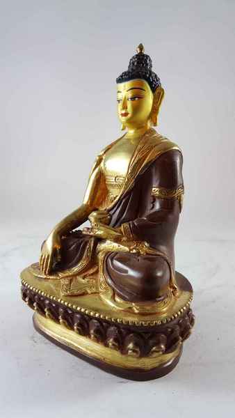 [best Price], Statue Of Shakyamuni Buddha [partly Gold Plated], [painted Face], For A Gift, Altars And Buddhist Ritual