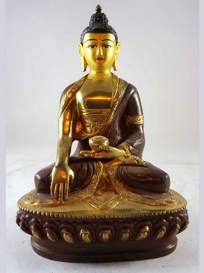 [best Price], Statue Of Shakyamuni Buddha [partly Gold Plated], [painted Face], For A Gift, Altars And Buddhist Ritual