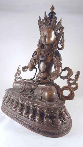 Buddhist Handmade Statue Vajrasattva [double Lotus], [carving], [oxidized]