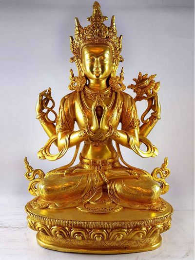 Statue Of Avalokitesvara [chenrezig], [full Gold Plated]