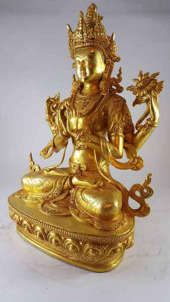 Statue Of Avalokitesvara [chenrezig], [full Gold Plated]