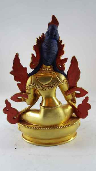 Statue Of Green Tara [full Gold Plated], [painted Face]