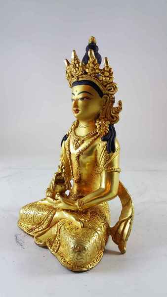 Statue Of Aparimita [full Gold Plated], [painted Face], Chepame, Amitayus