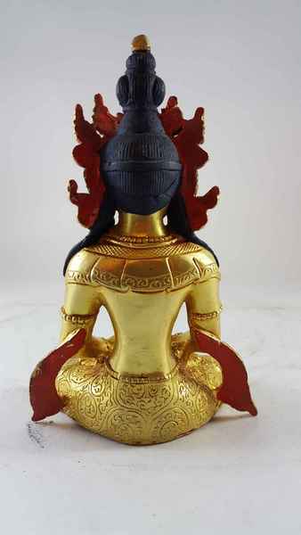 Statue Of Aparimita [full Gold Plated], [painted Face], Chepame, Amitayus