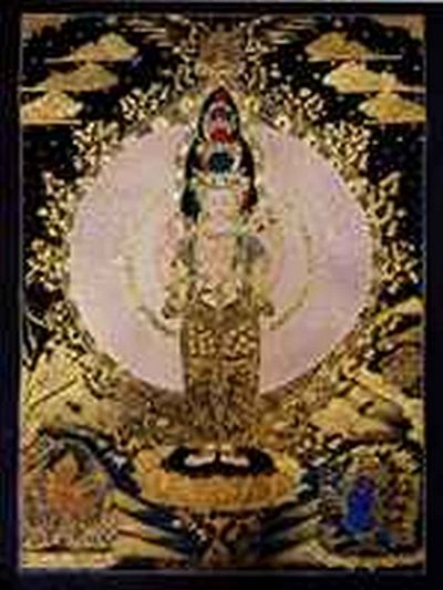 1000 Armed Avalokiteshvara Thangka [painting], [smoked Antique Finishing]