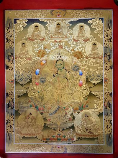 Green Tara [sethi- Setang], [full Gold], [tibetan Style], [painting], [real Gold]