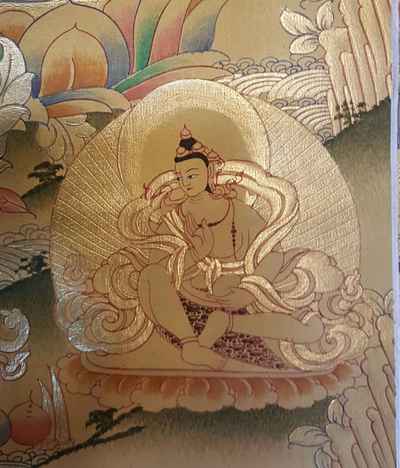 Green Tara [sethi- Setang], [full Gold], [tibetan Style], [painting], [real Gold]