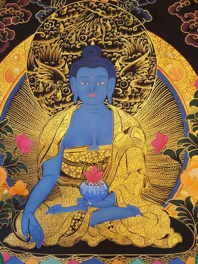 Medicine Buddha Thangka [tibetan Style], [painting]