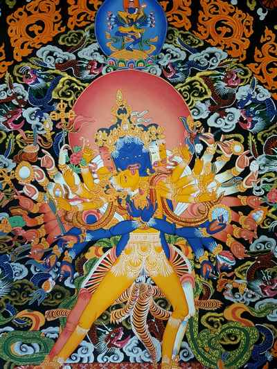 Newari Style Kalachakra With Consort, [shakti], Yab-yum Thangka [painting]