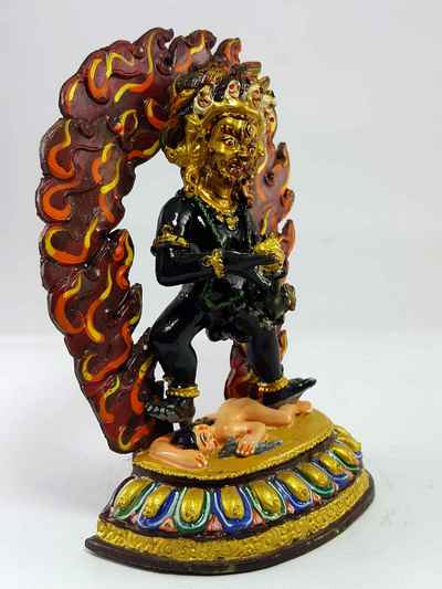 Black Jambhala Handmade Statue [traditional Color Finishing]