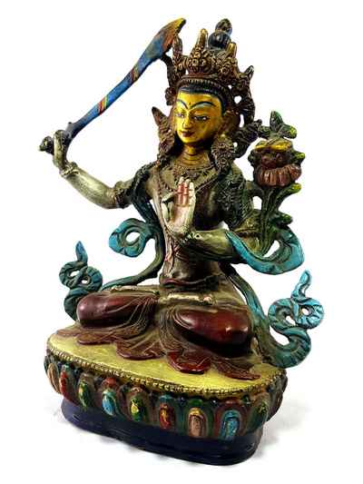 Manjushri Handmade Statue [traditional Color Finishing]