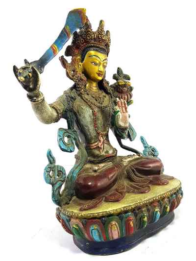 Manjushri Handmade Statue [traditional Color Finishing]