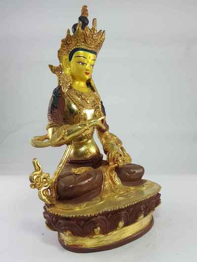 [best Price], Vajrasattva Statue [partly Gold Plated], [painted Face], [extra Gold], For A Gift, Altars And Buddhist Ritual