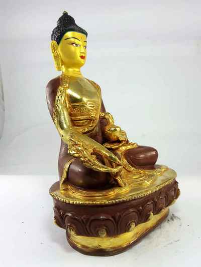 [best Price], Medicine Buddha Statue [partly Gold Plated], [painted Face], [extra Gold], For A Gift, Altars And Buddhist Ritual
