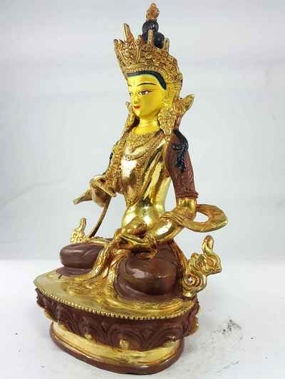 [best Price], Vajrasattva Statue [partly Gold Plated], [painted Face], [extra Gold], For A Gift, Altars And Buddhist Ritual