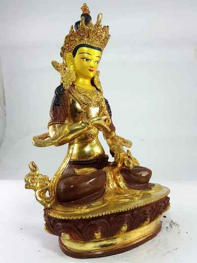 [best Price], Vajrasattva Statue [partly Gold Plated], [painted Face], [extra Gold], For A Gift, Altars And Buddhist Ritual