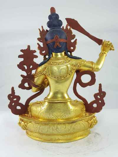 Manjushri Statue [full Gold Plated], [painted Face]