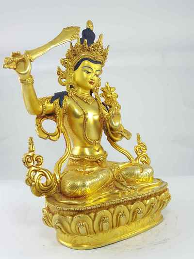 Manjushri Statue [full Gold Plated], [painted Face]