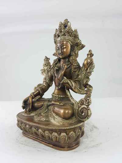 Old Statue Of White Tara Silver Plated And Iron Oxidized, [sold]