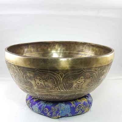 Bronze Hand Beaten Bowls With Amitabha Buddha At The Centre