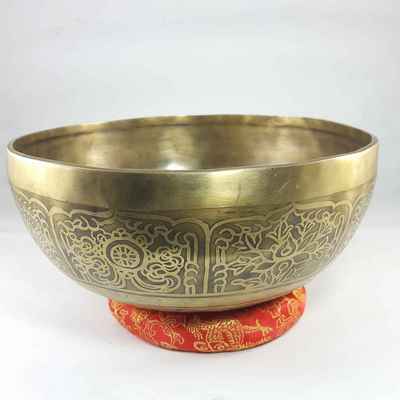 Hand Beatan Bronze Singing Bowl With Om Mani Padme Hum