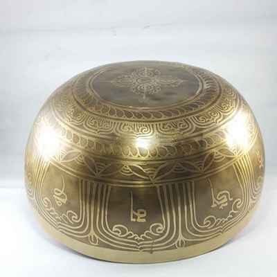 Bronze Hand Beaten Etched And Carved Bowls With Om Mani Padme Hum At The Centre