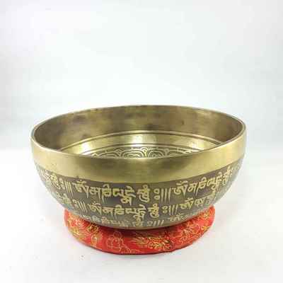 Bronze Hand Beaten Etched And Carved Bowls With Double Dorje At The Centre