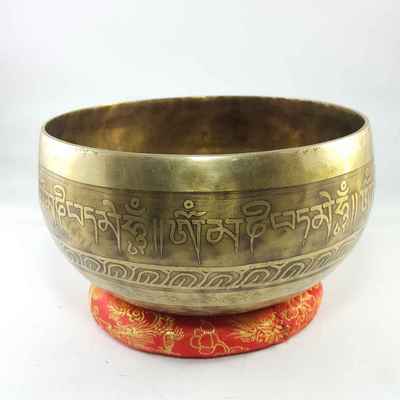 Bronze Hand Beaten Etched And Carved Bowls With Endless Knot At The Centre