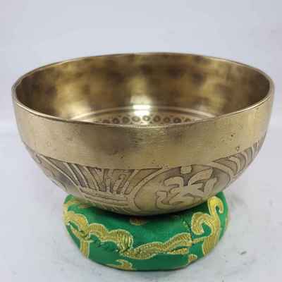 Bronze Hand Beaten Etched And Carved Bowls With Endless Knot At The Centre