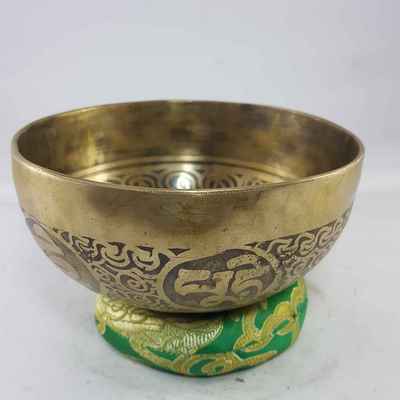 Bronze Hand Beaten Etched And Carved Bowls With Hum At The Centre