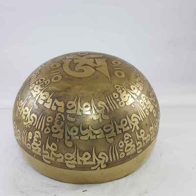 Bronze Hand Beaten Etched And Carved Bowls With Endless Knot At The Centre