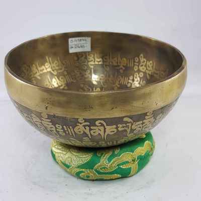 Bronze Hand Beaten Etched And Carved Bowls With Om At The Centre