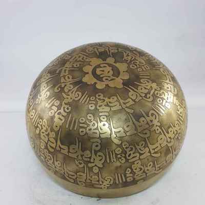 Bronze Hand Beaten Etched And Carved Bowls With Lotus At The Centre