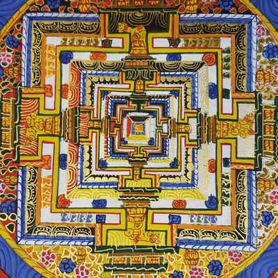 Blue Kalachakra Mandala Thangka [hand Painted], [thangka School]