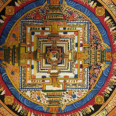 Yellow Kalachakra Mandala Thangka [hand Painted], [thangka School]