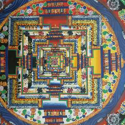 Green Kalachakra Mandala Thangka [hand Painted]