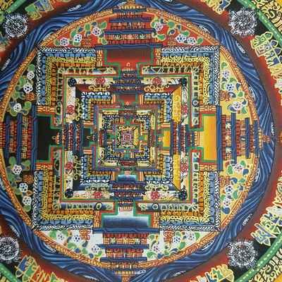 Yellow Kalachakra Mandala Thangka [hand Painted]