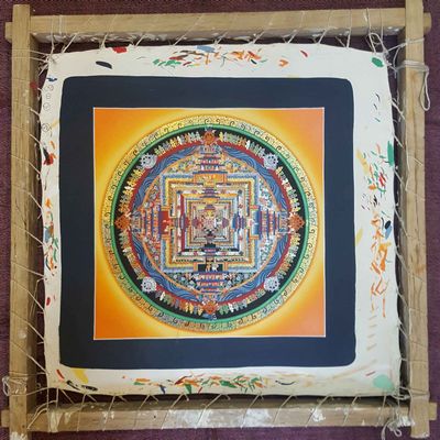 Yellow Kalachakra Mandala [real Gold], [wooden Canvas Stretcher]